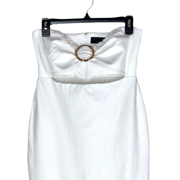 Michael Costello x REVOLVE Erin Midi Dress in White Strapless Cutout Jersey M - Picture 5 of 14